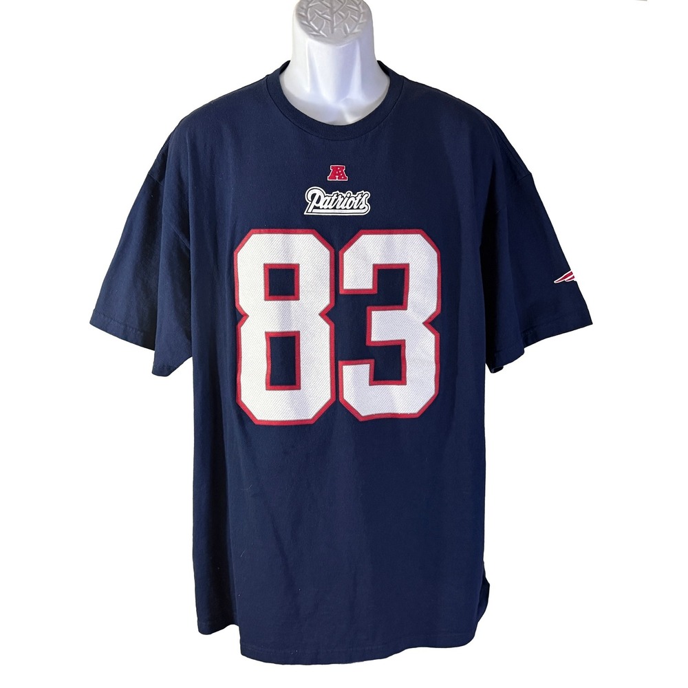 NFL Team Apparel T-Shirt Mens 2XL Navy Blue Wes Welker Patriots 83 Player Tee